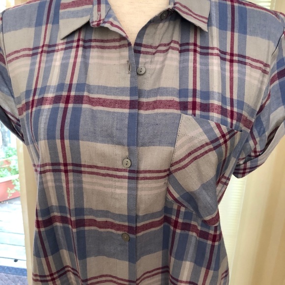 Lucky Brand Classic Plaid Short Sleeve Shirt M NWT - Picture 4 of 10